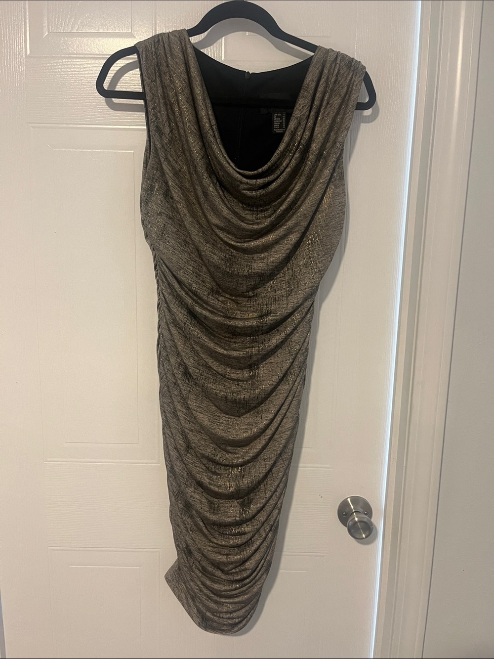 Frank Lyman Draped Metallic Sleeveless Dress - Gold